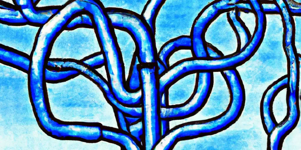 Tree made of azure pipelines in expressionism style (AI-generated by OpenAI)